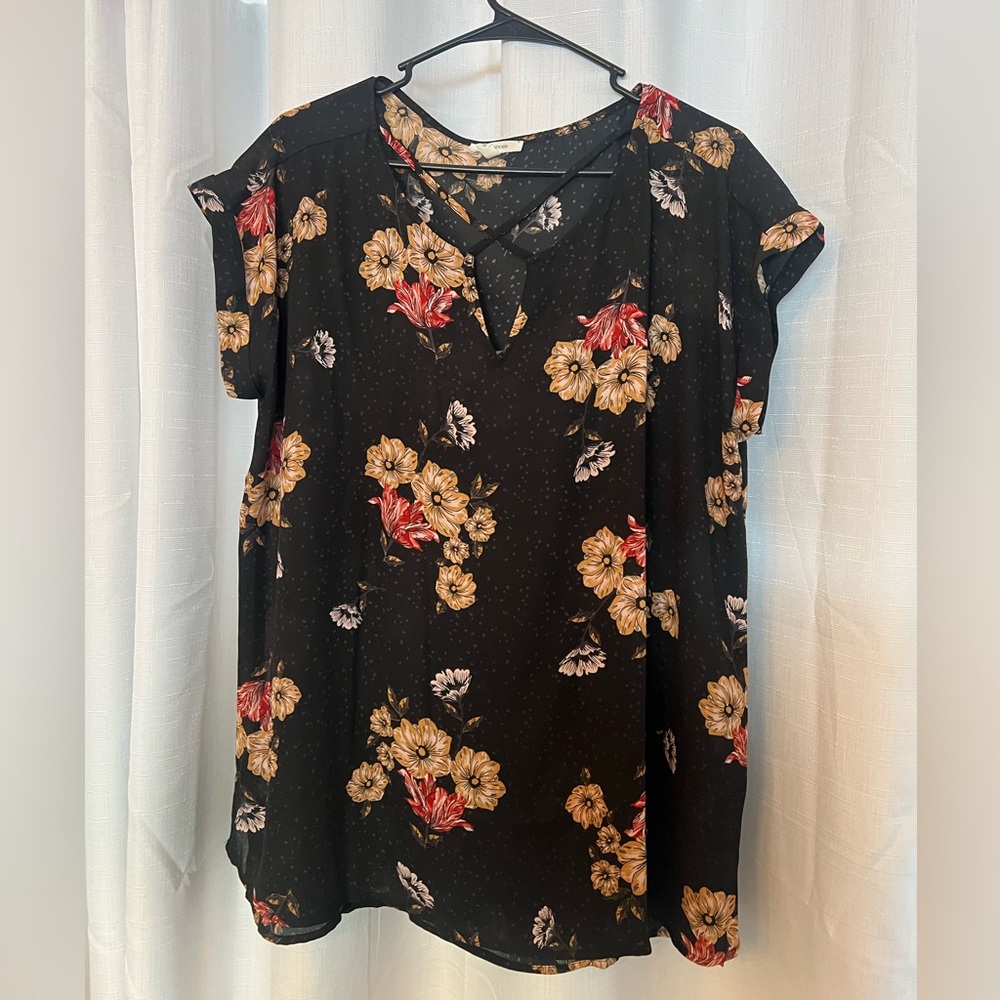 Maurices Black Floral Blouse